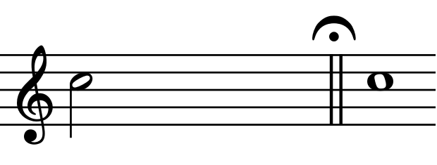 above or below a sectional double barline