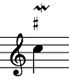 Inflected lower mordent (sharp)