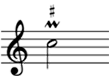 Inflected upper mordent (sharp)